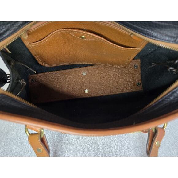 Vintage Dooney & Bourke USA Black Tan AWL Leather Shoulder Bag Tote Purse - Picture 15 of 16